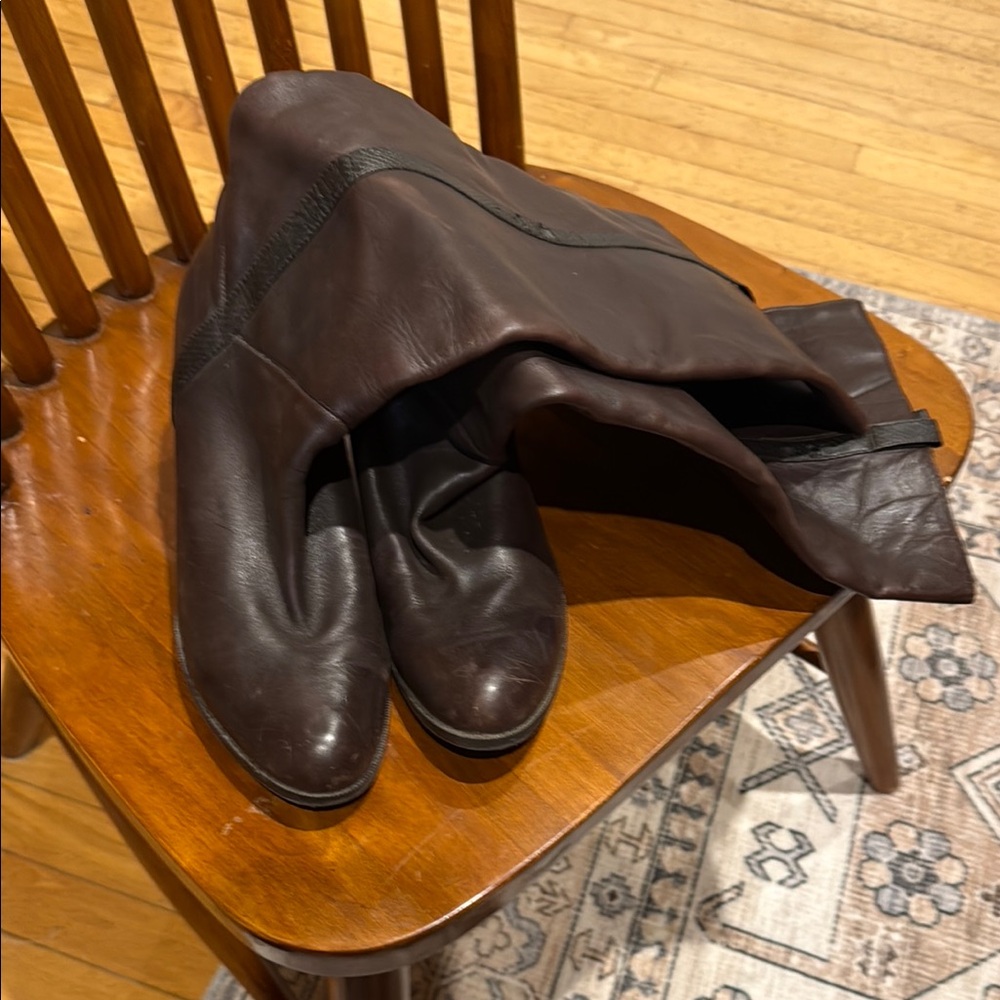 LOFT Brown Heeled Boots with Seam Detail
